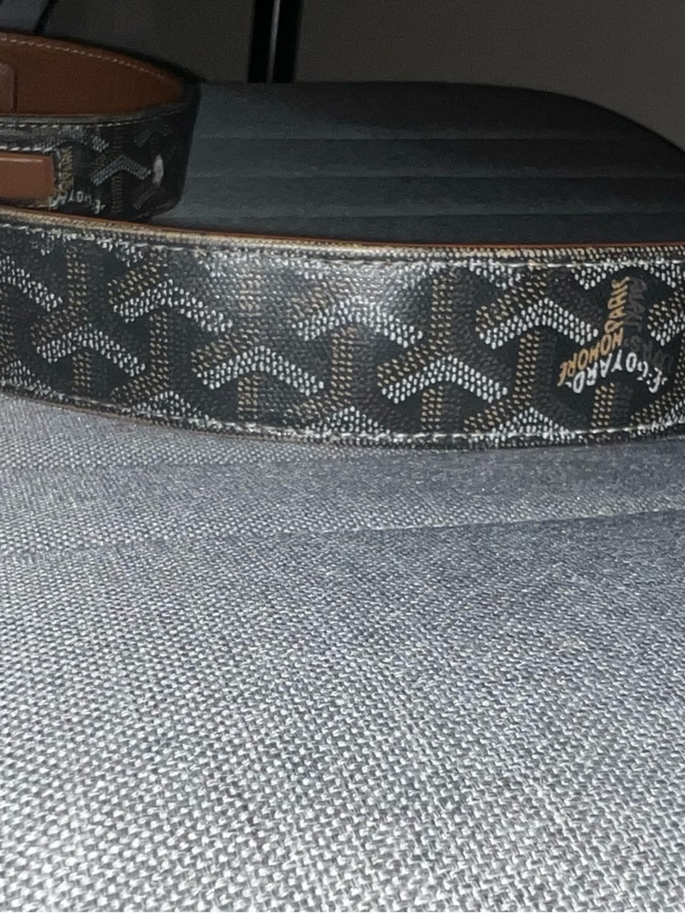 Goyard Brown Leather Trim and Monogram Canvas Belt with Silver Buckle - Picture 3 of 4